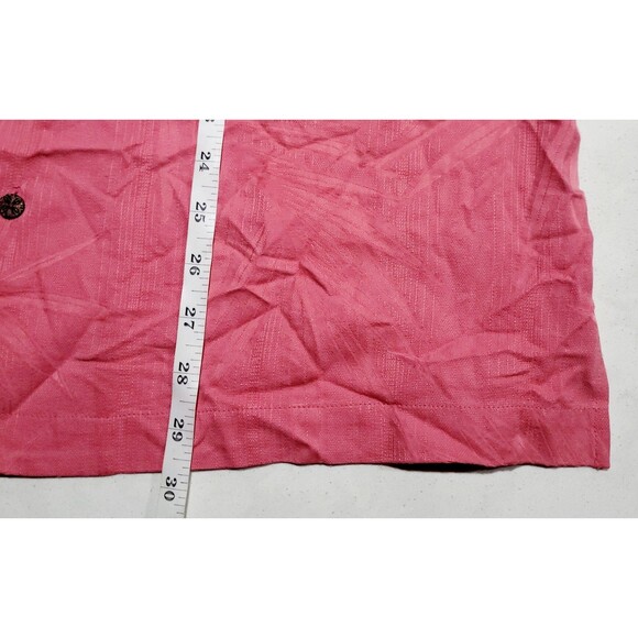Tommy Bahama Tahitian Border Teaberry Salmon Camp Shirt Silk Cotton Blend NWOT - Picture 4 of 7